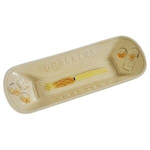 🟢 California Pottery Ceramic Cracker Dish Tray 1969 Vintage MCM